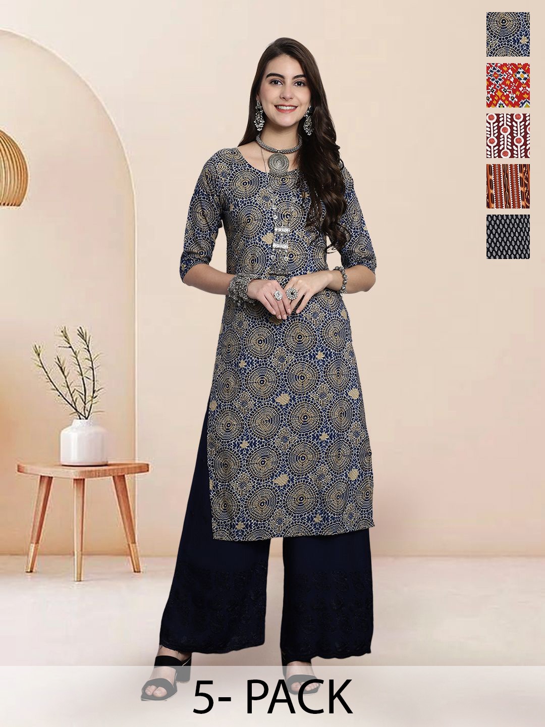 

7Threads Women Ethnic Motifs Printed Floral Crepe Kurta, Multi