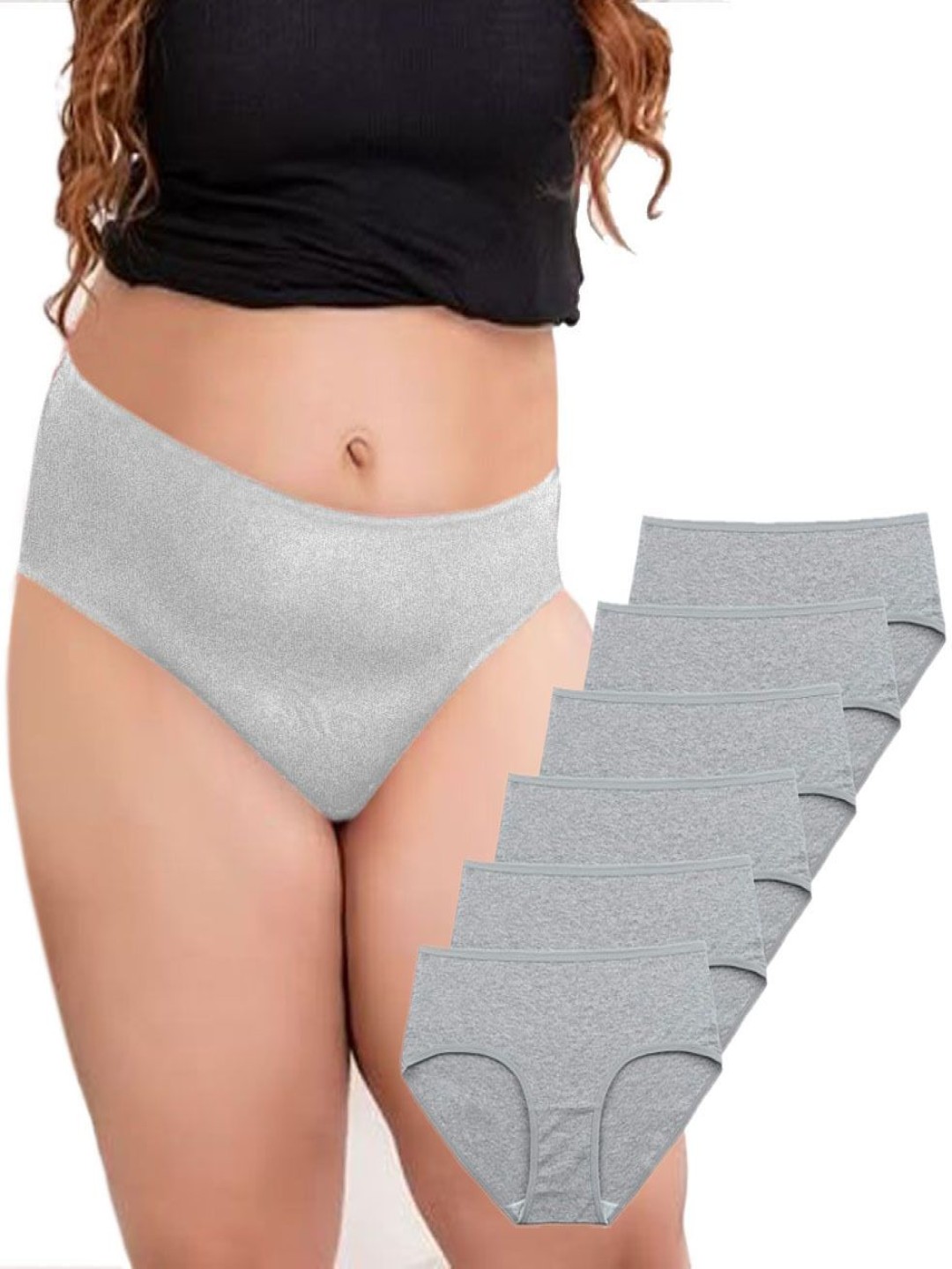 

Diving Deep Pack Of 6 Cotton Mid-Rise Hipster Briefs DD239 G-6 New Pant_ies_6 PC_4XL, Grey