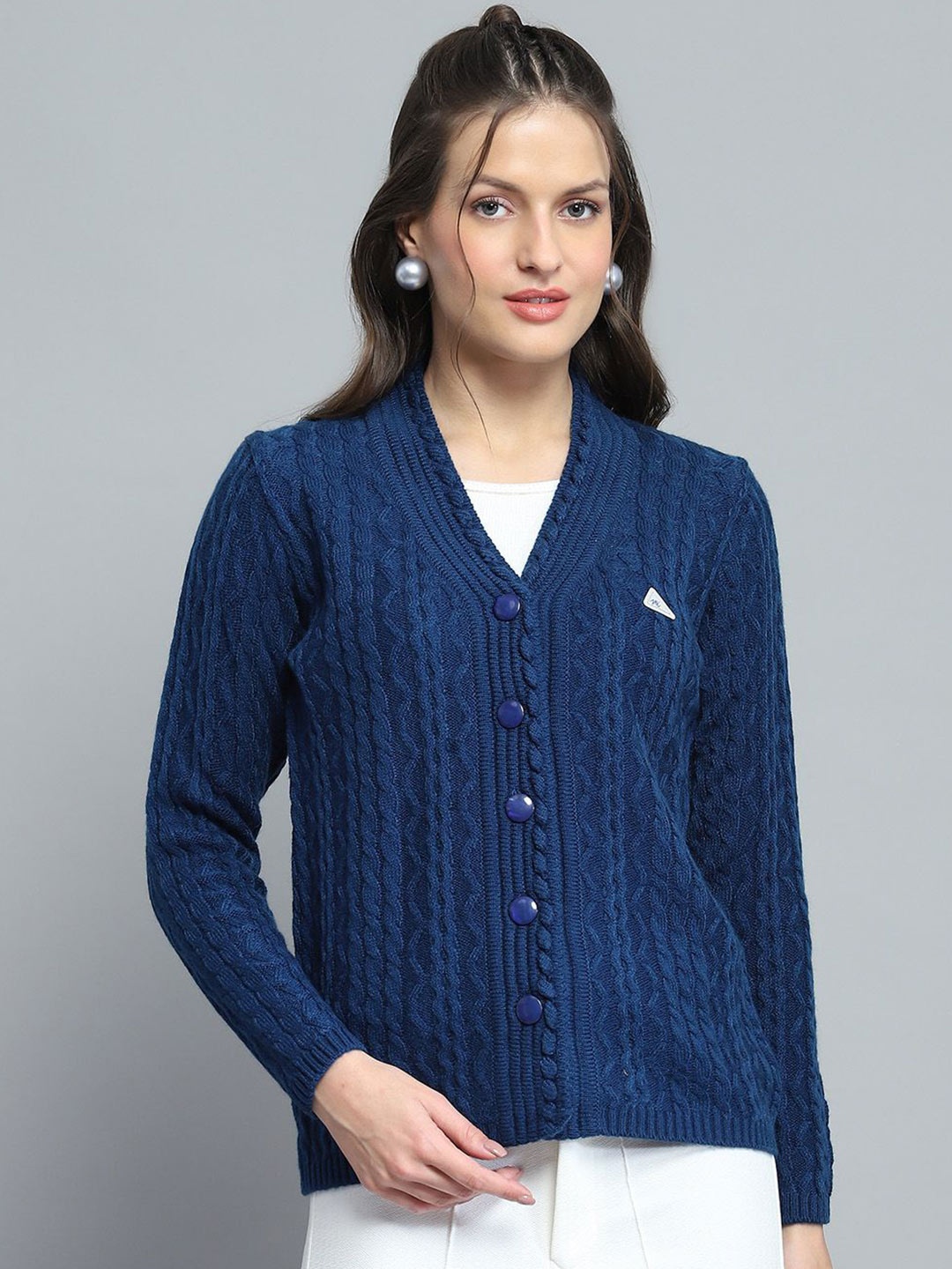 

Monte Carlo Women Cable Knit Woollen, Blue