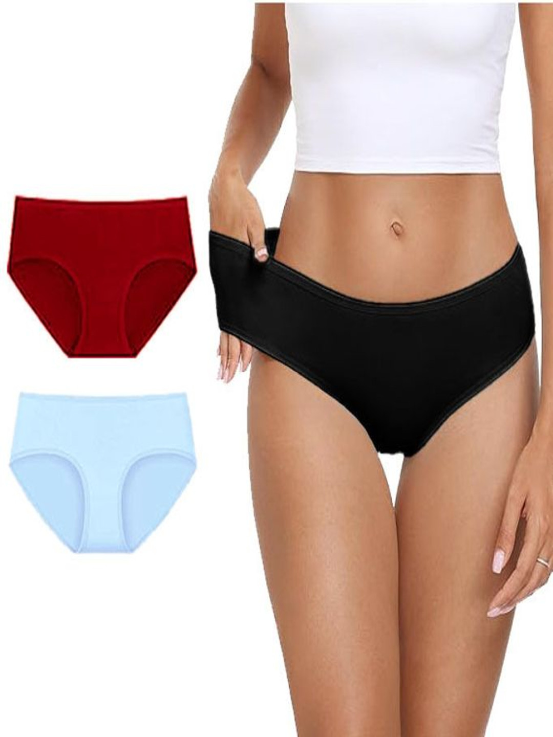 

Diving Deep Pack Of 3 Mid-Rise Hipster Briefs DD232 M, 07, B New Pant_ies_3 PC_S, Blue