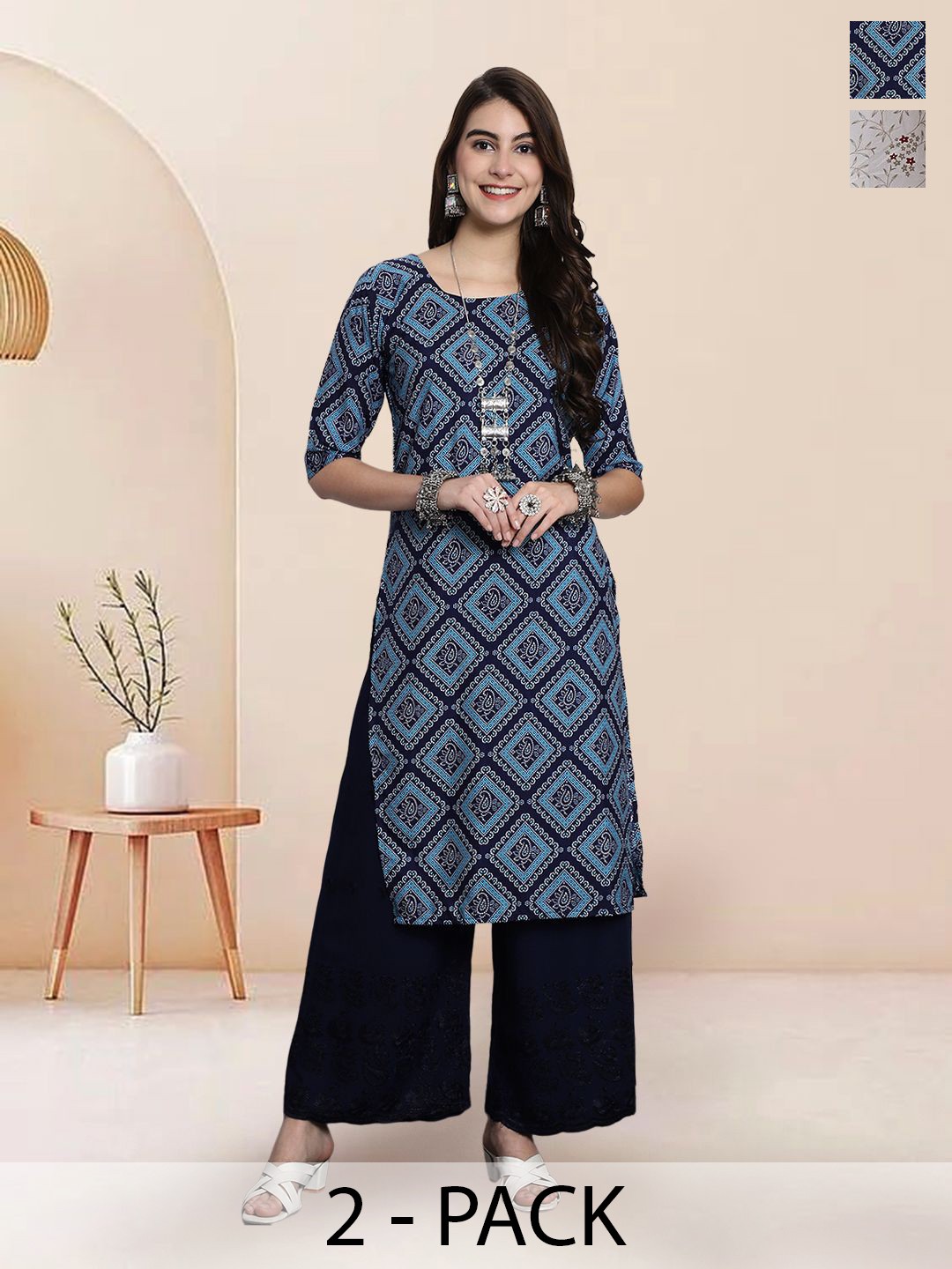 

7Threads Women Ethnic Motifs Printed Floral Crepe Kurta, Multi