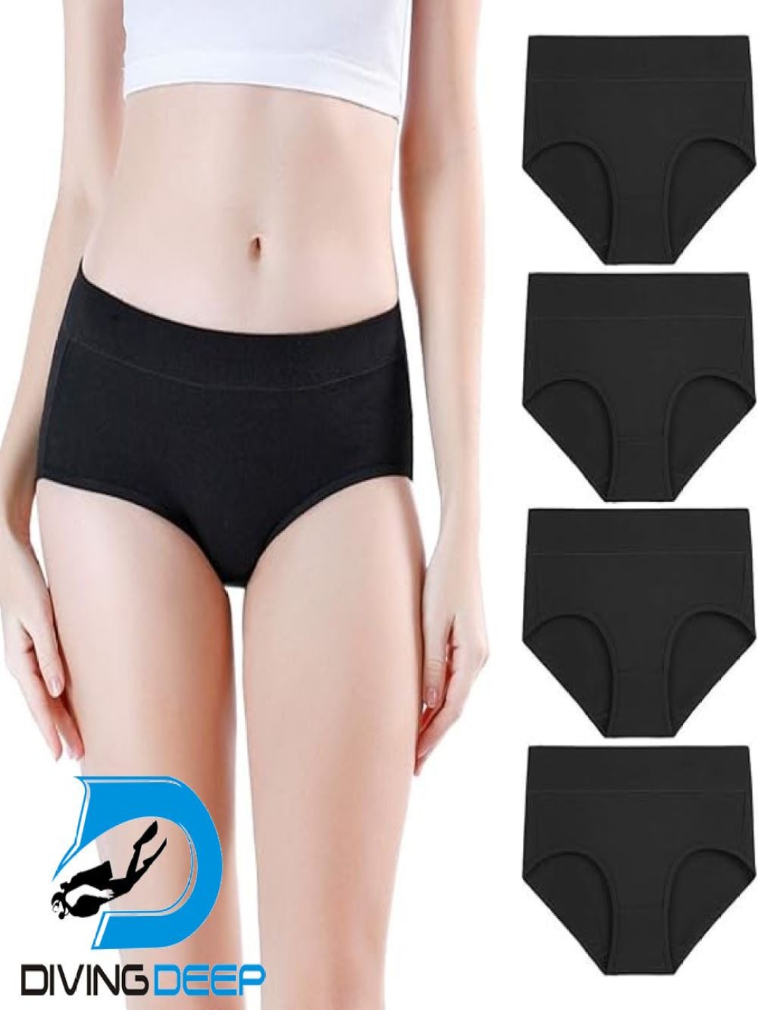 

Diving Deep Pack Of 4 Hipster Mid-Rise Briefs DD318 B4 HR 1_4 PC_M, Black