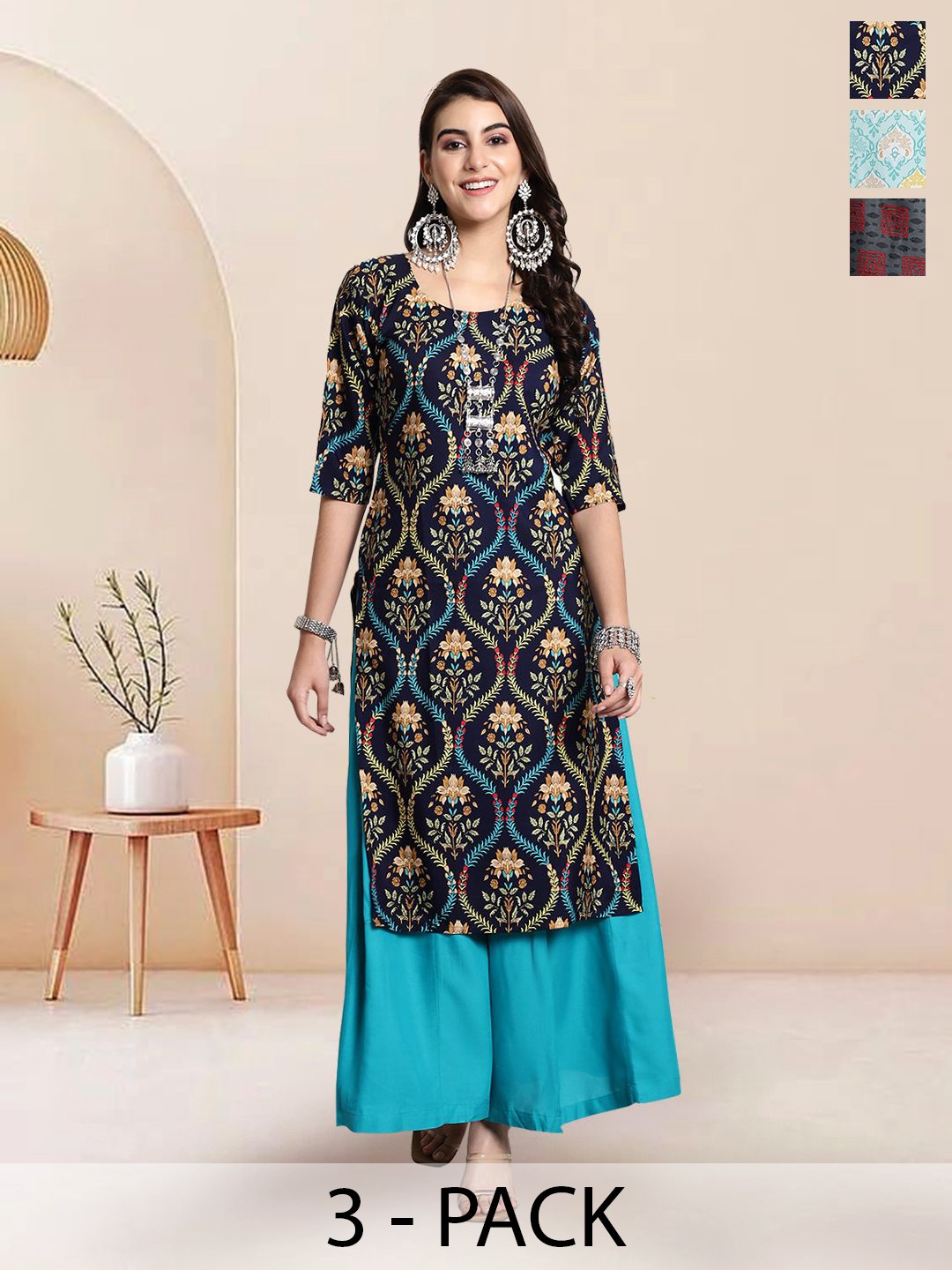 

7Threads Women Ethnic Motifs Printed Floral Crepe Kurta, Multi