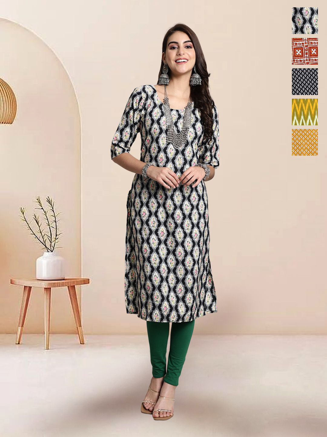 

7Threads Women Ethnic Motifs Printed Floral Crepe Kurta, Multi