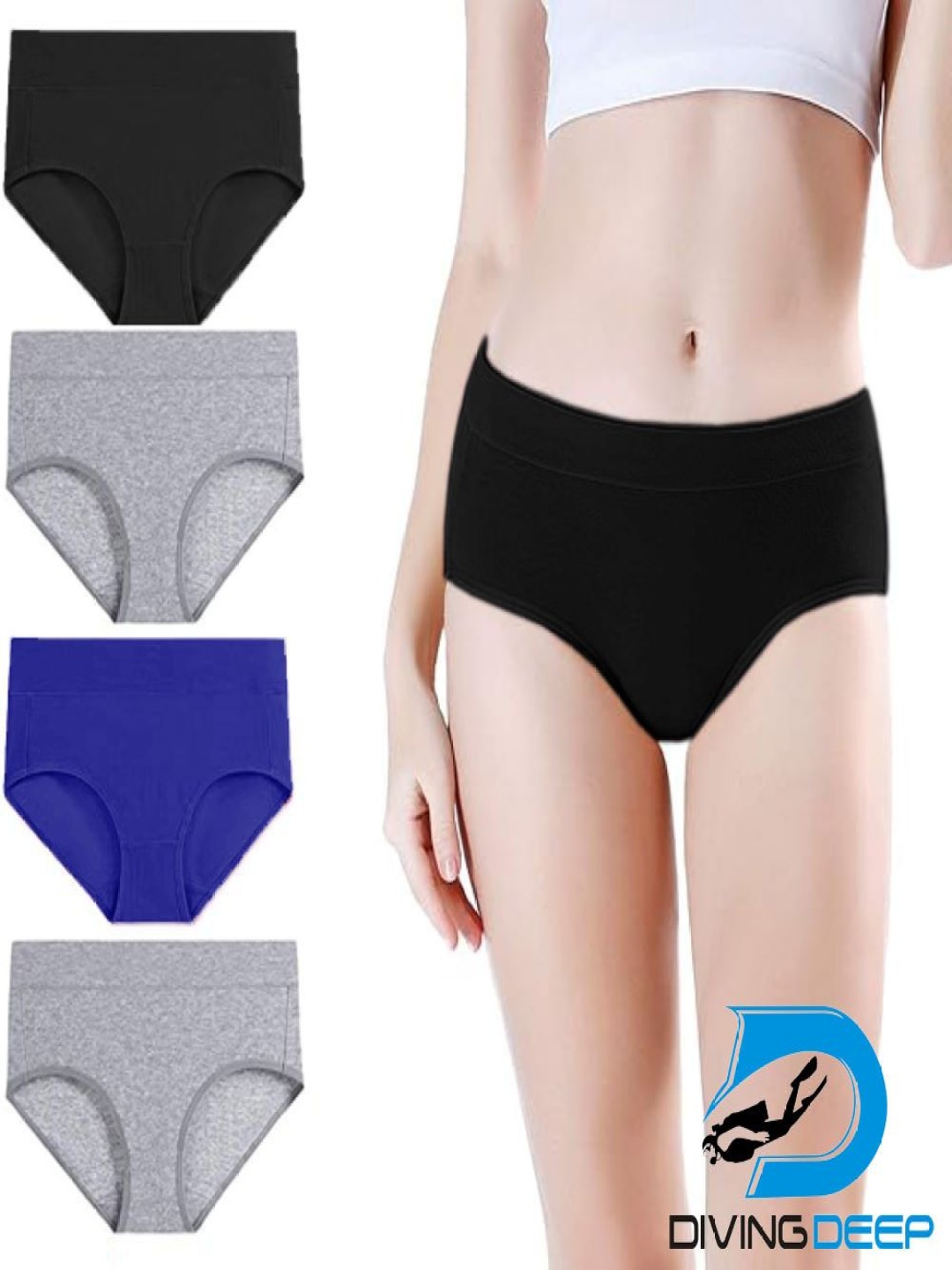 

Diving Deep Pack Of 4 Cotton Mid-Rise Hipster Briefs DD333 B, G2, Blue HR 1_4 PC_XL, Black
