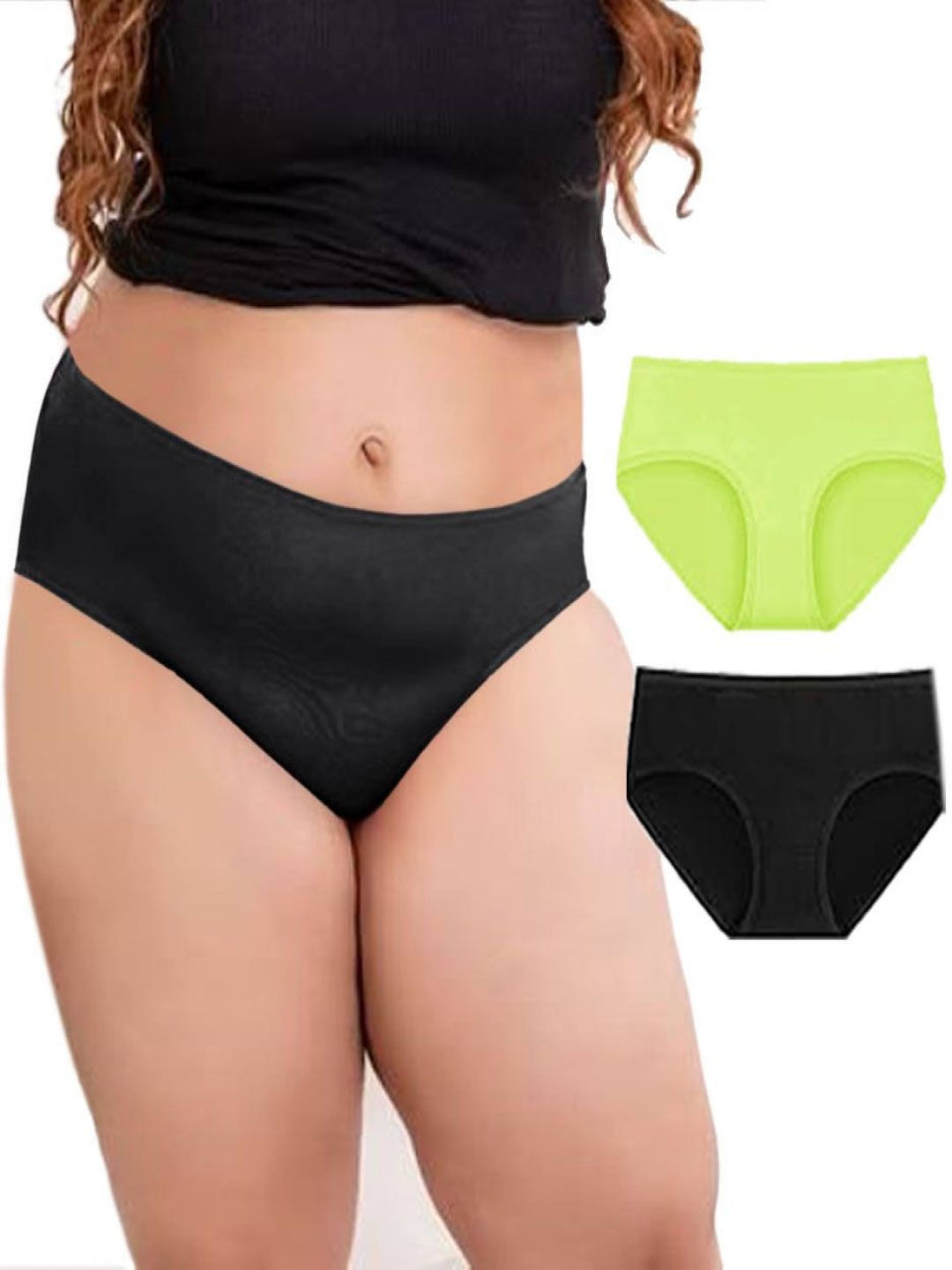 

Diving Deep Pack Of 2 Mid-Rise Hipster Briefs D155 Parrot, B New Pant_ies_2 PC_3XL, Black