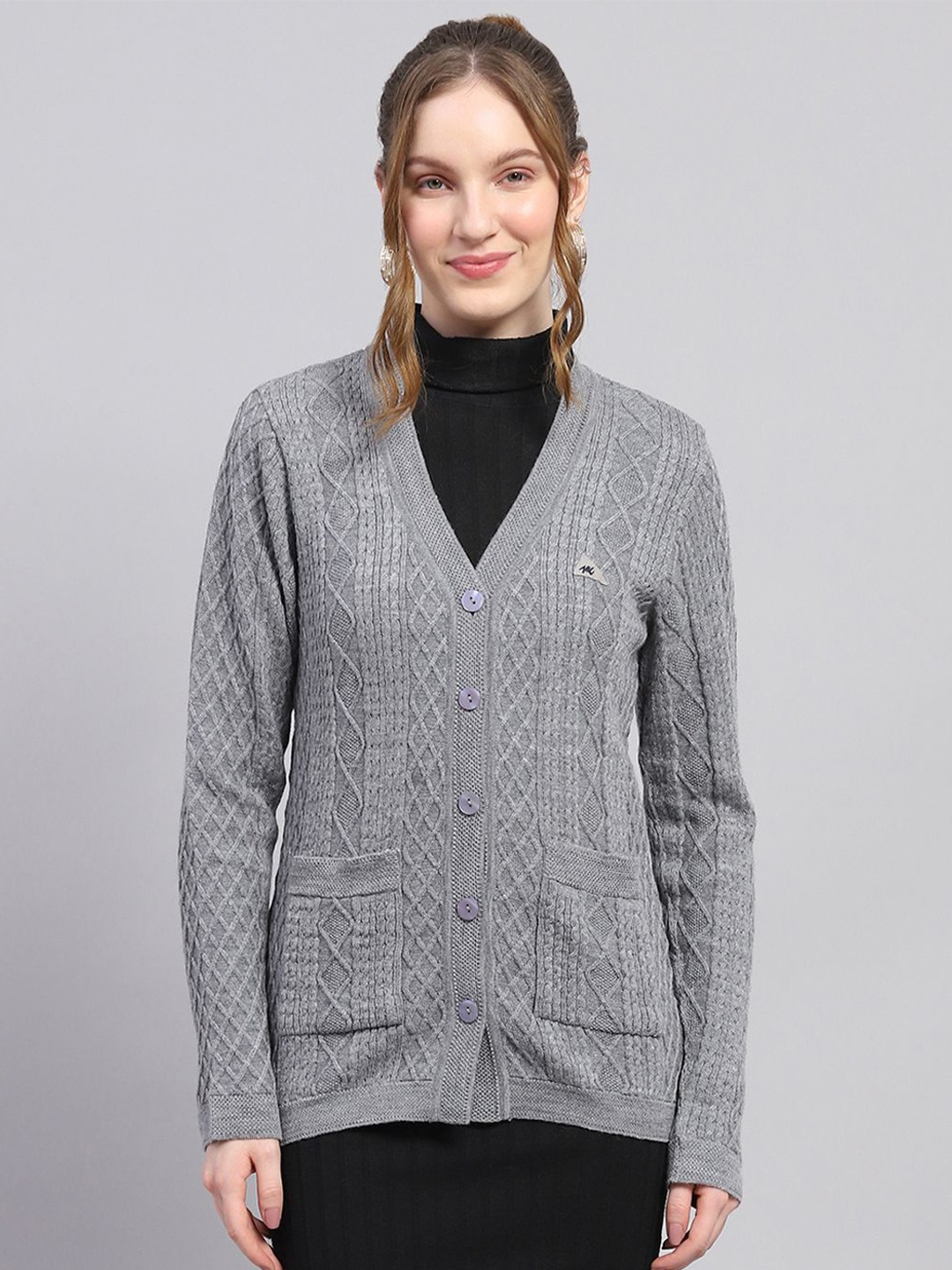 

Monte Carlo Women Woollen Cardigan, Grey