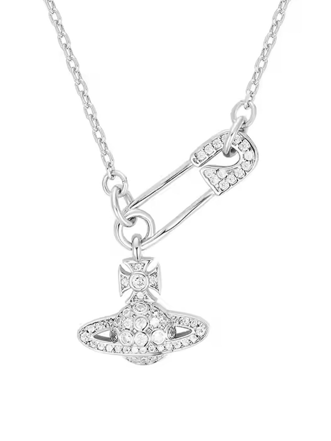 

StyleCast Silver-Toned & White Elegant Stone Studded Minimal Necklace