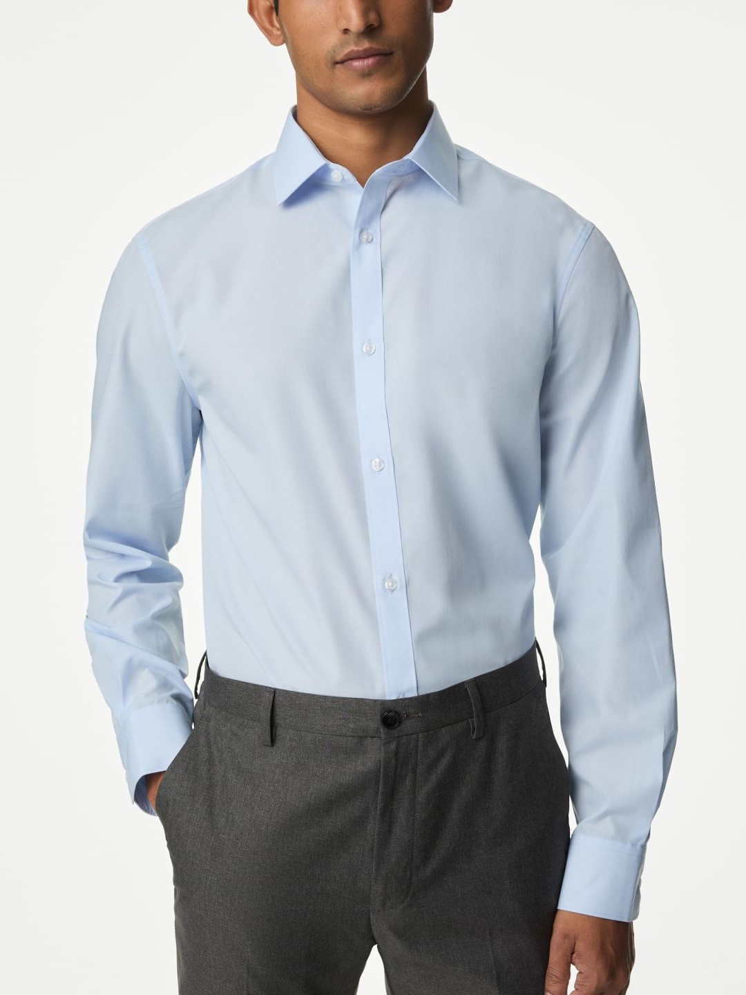 

Marks & Spencer Men Spread Collar Solid Formal Shirt, Blue