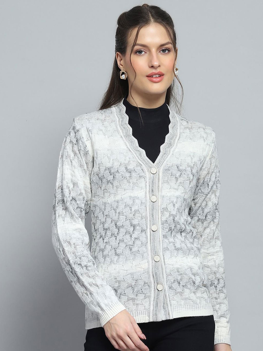 

Monte Carlo Women Woollen Cardigan, Grey