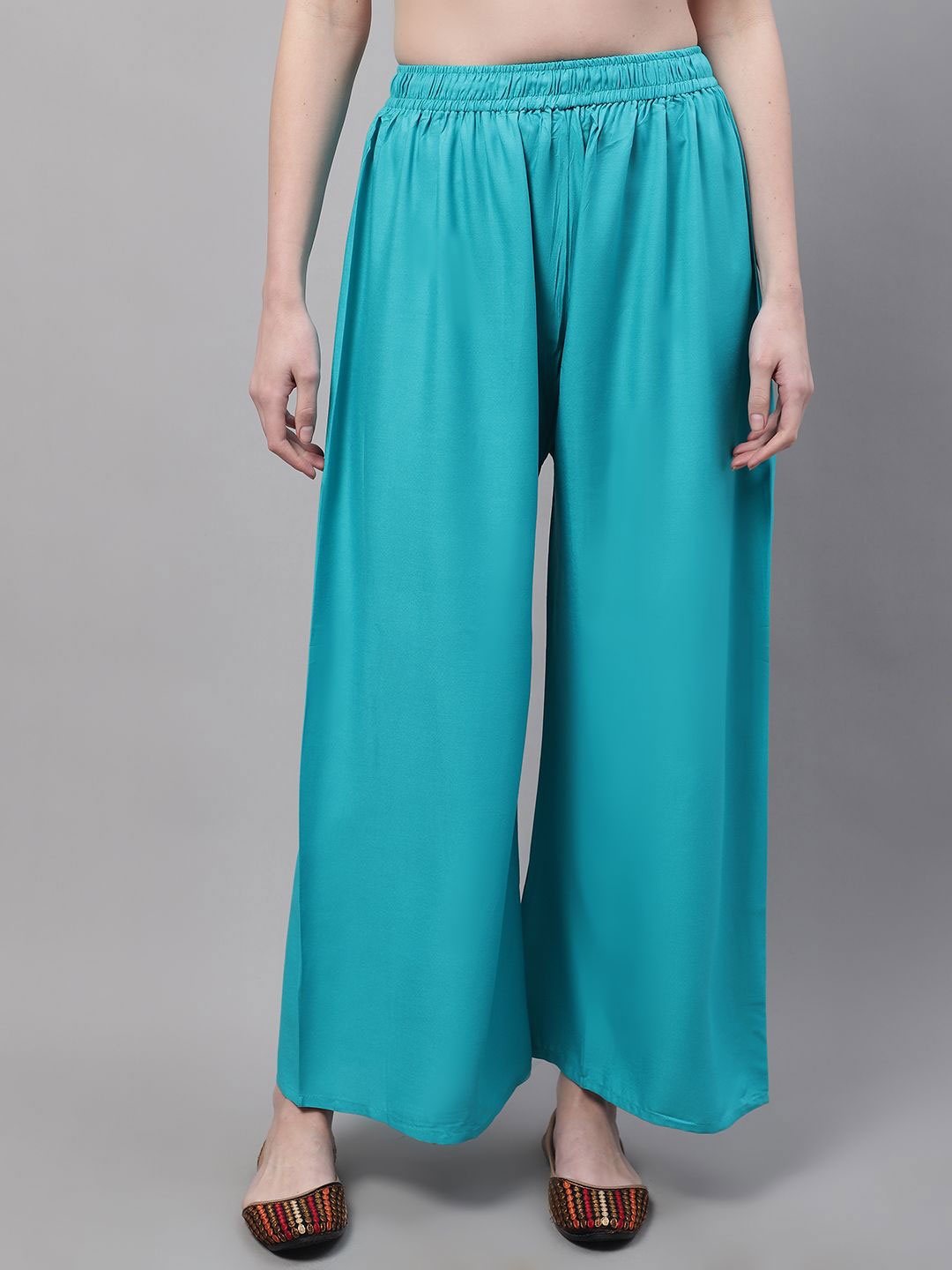 

Valles365 by S.C. Women Flared Palazzos, Turquoise blue