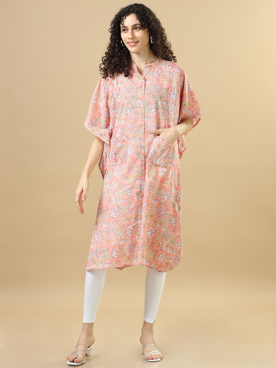 

Hassu's Floral Print A-Line Dress, Peach