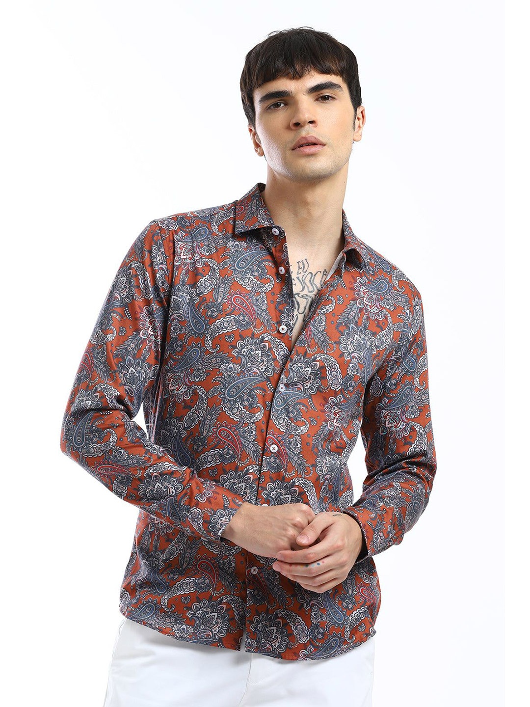 

Banana Club Men Relaxed Slim Fit Floral Opaque Printed Casual Shirt, Orange