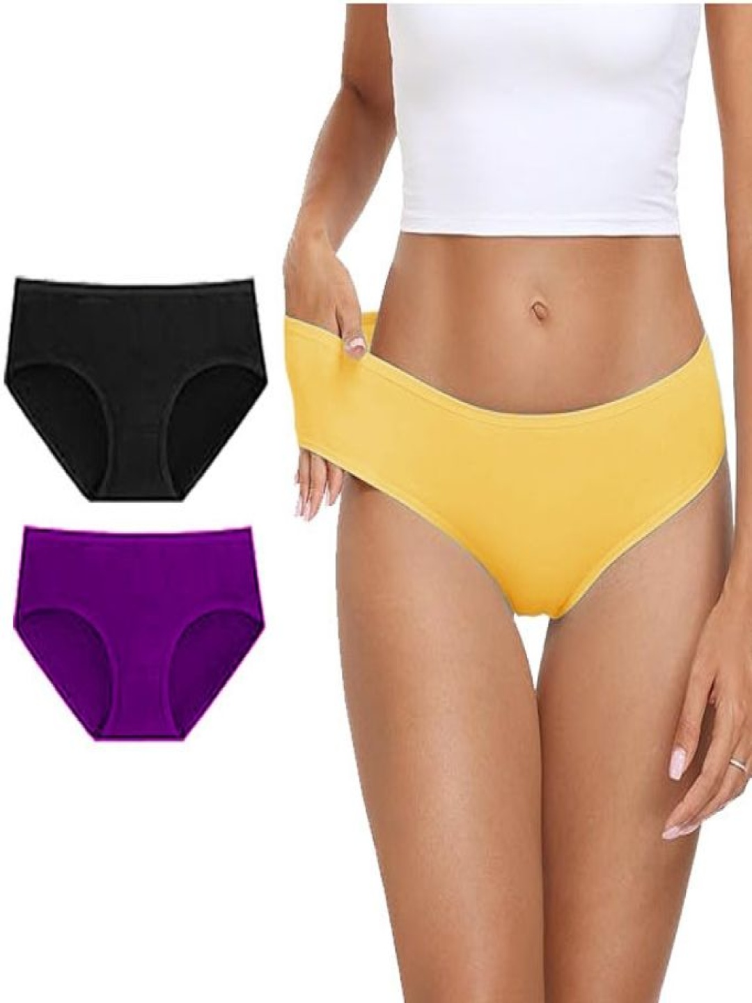 

Diving Deep Pack Of 3 Mid-Rise Hipster Briefs DD209 B, Purple, Y New Pant_ies_3 PC_4XL, Black