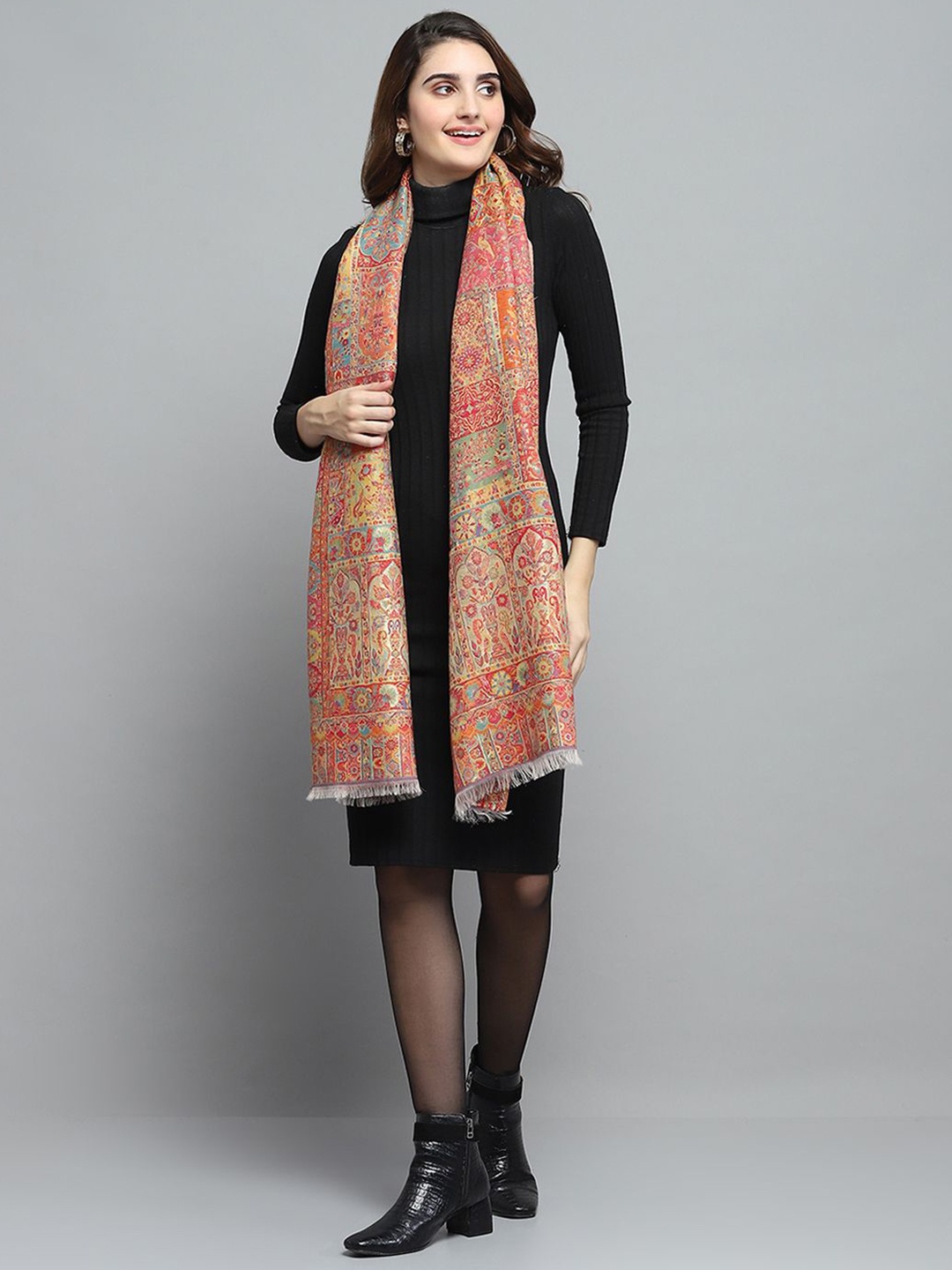 

Monte Carlo Woven-Design Shawl, Orange