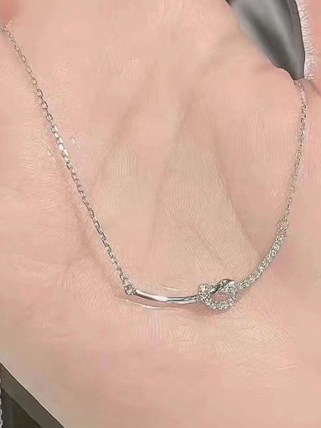 

StyleCast Elegant Silver-Toned Minimal Stone Studded Chain