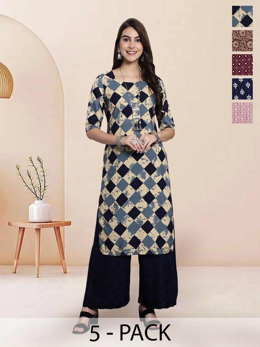 

7Threads Women Ethnic Motifs Printed Floral Crepe Kurta, Multi