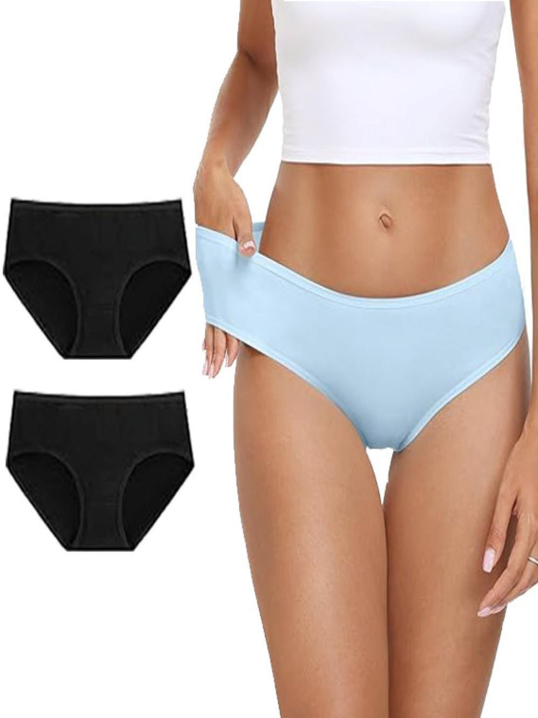

Diving Deep Pack Of 3 Cotton Mid-Rise Hipster Briefs DD124 B2, 07 New Pant_ies_3 PC_XXL, Black