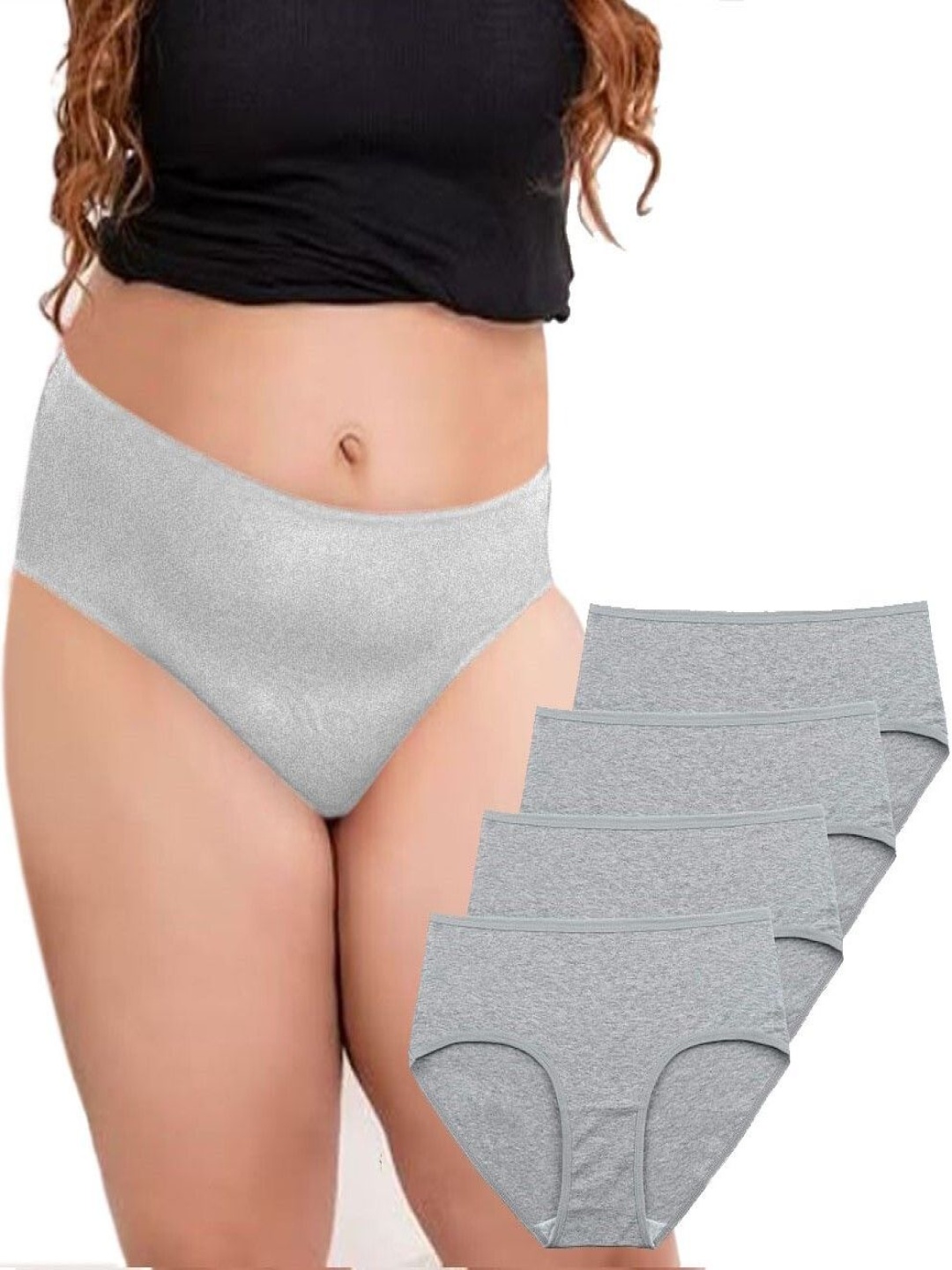 

Diving Deep Pack Of 4 Cotton High-Rise Hipster Briefs DD251 G-4 New Pant_ies_4 PC_4XL, Grey