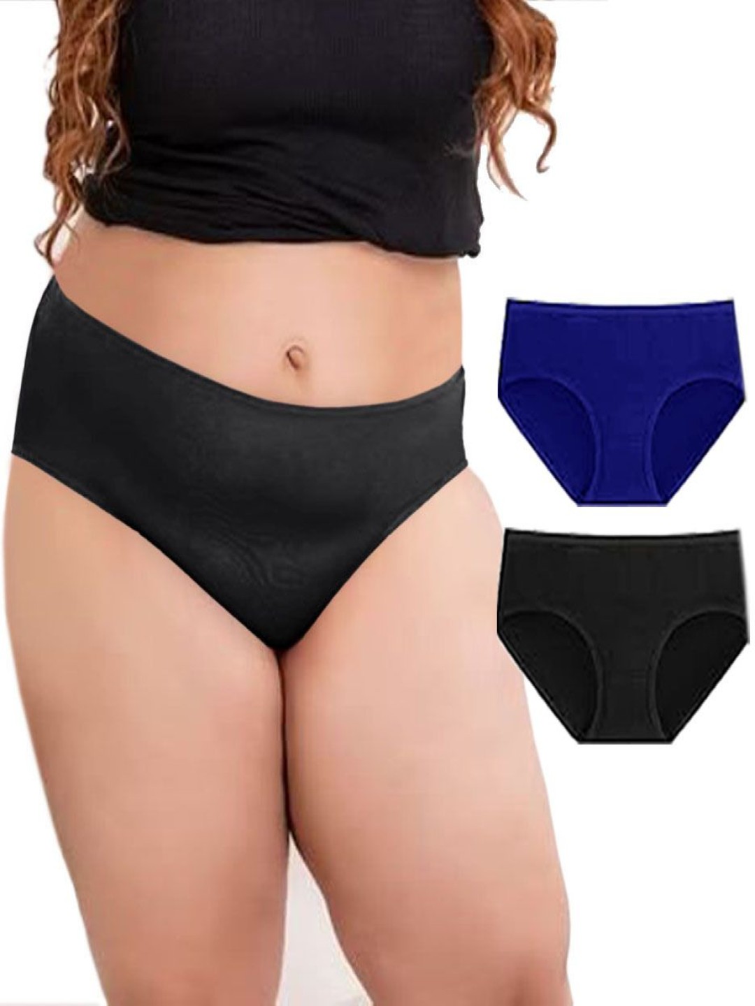 

Diving Deep Pack Of 2 Hipster Briefs D153 Blue, B New Pant_ies_2 PC_M, Black