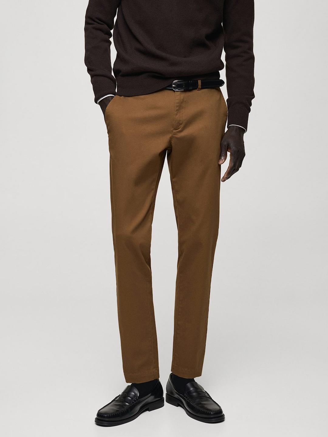 

MANGO MAN Tapered Fit Chinos, Brown