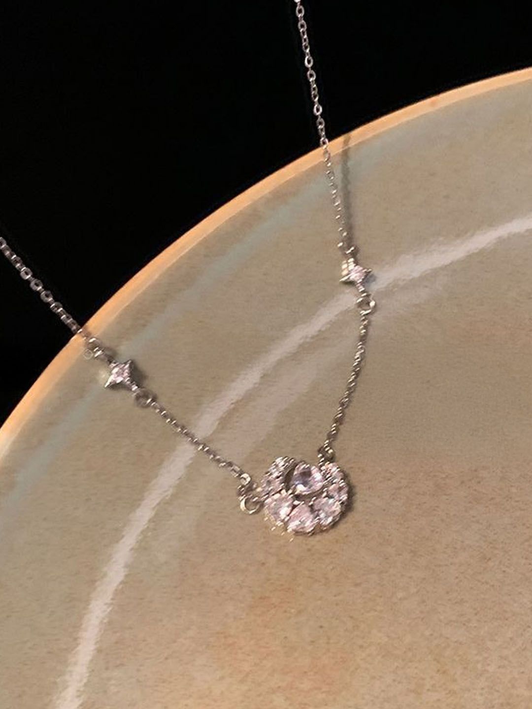 

StyleCast Silver-Toned Stone Studded Elegant Minimal Chain