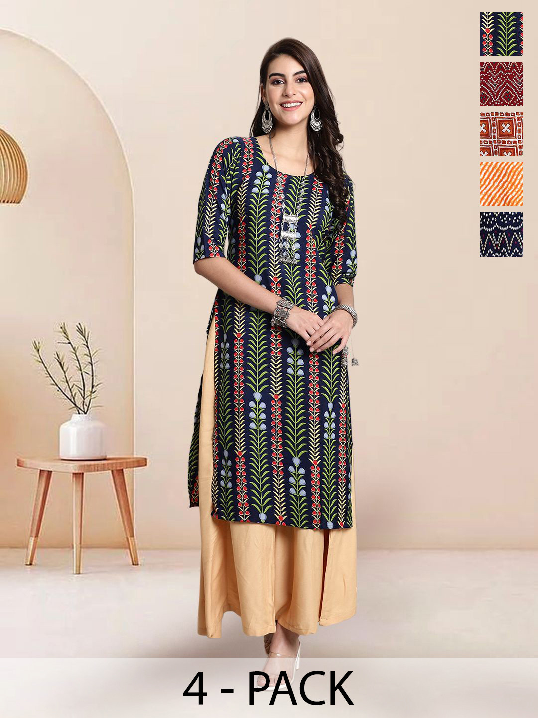

7Threads Women Ethnic Motifs Printed Floral Crepe Kurta, Multi