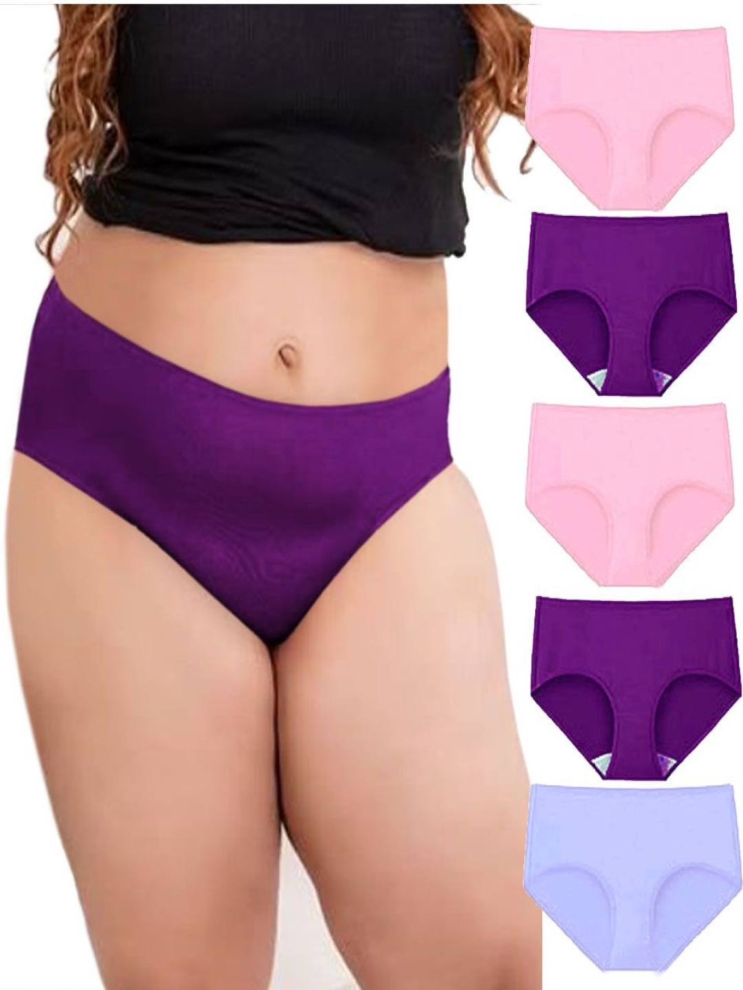 

Diving Deep Pack Of 5 Cotton Hipster Briefs DD275 Purple2, BP2, 47 New Pant_ies_5 PC_XXL, Purple