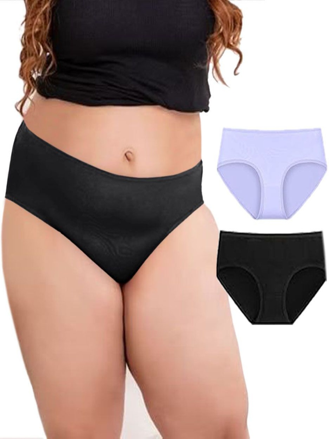 

Diving Deep Pack Of 2 Cotton Hipster Briefs PJ177 47, B New Pant_ies_2 PC_3XL, Black