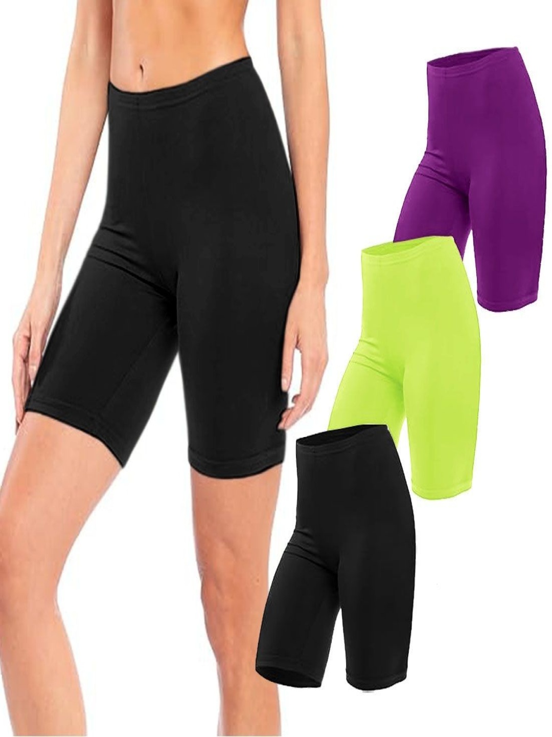 

Diving Deep Pack Of 3 Cotton Mid-Rise Above-Knee Length Tights, Purple