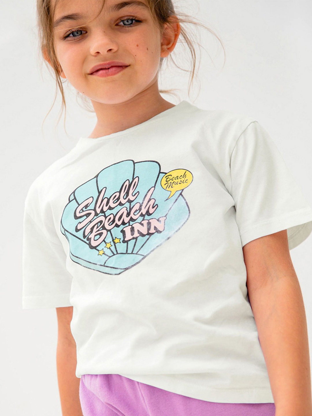 

LULU & SKY Print Cotton Top, White