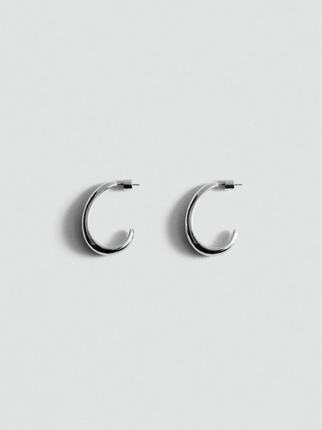 

MANGO Contemporary Half Hoop Earrings, Silver