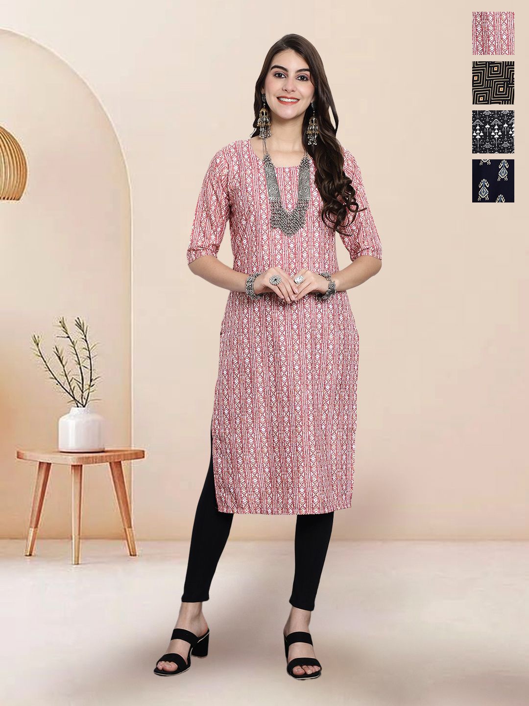 

7Threads Women Ethnic Motifs Printed Floral Crepe Kurta, Multi