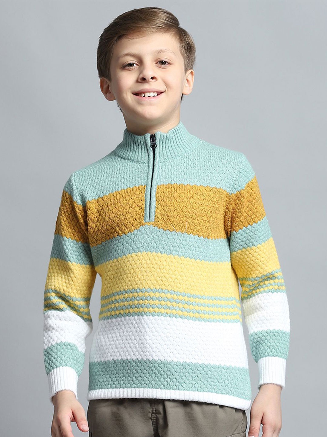 

Monte Carlo Boys Striped Woollen Pullover, Green