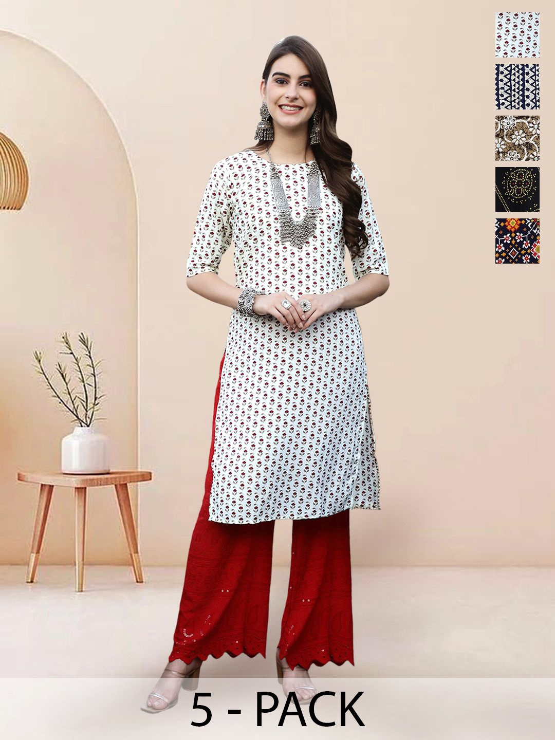

7Threads Women Ethnic Motifs Printed Floral Crepe Kurta, Multi