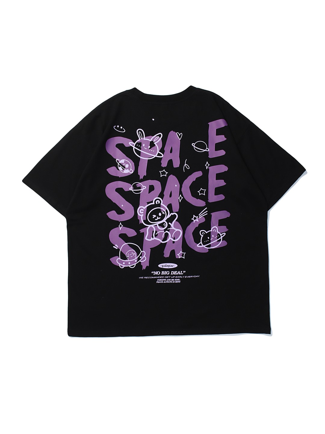 

LULU & SKY Typographic Printed Cotton T-Shirt, Black