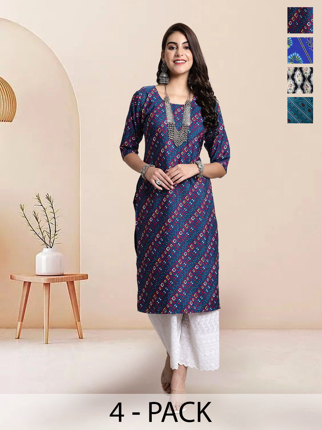 

7Threads Women Ethnic Motifs Printed Floral Crepe Kurta, Multi
