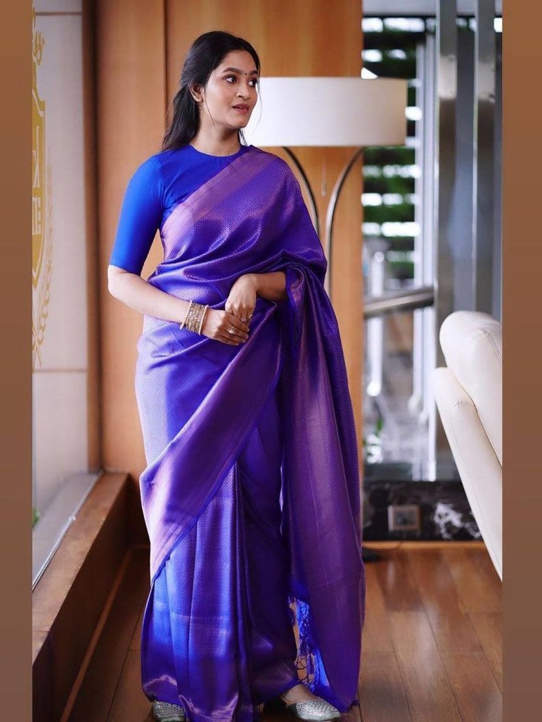 

KALINI Woven Design Zari Pure Silk Saree, Blue