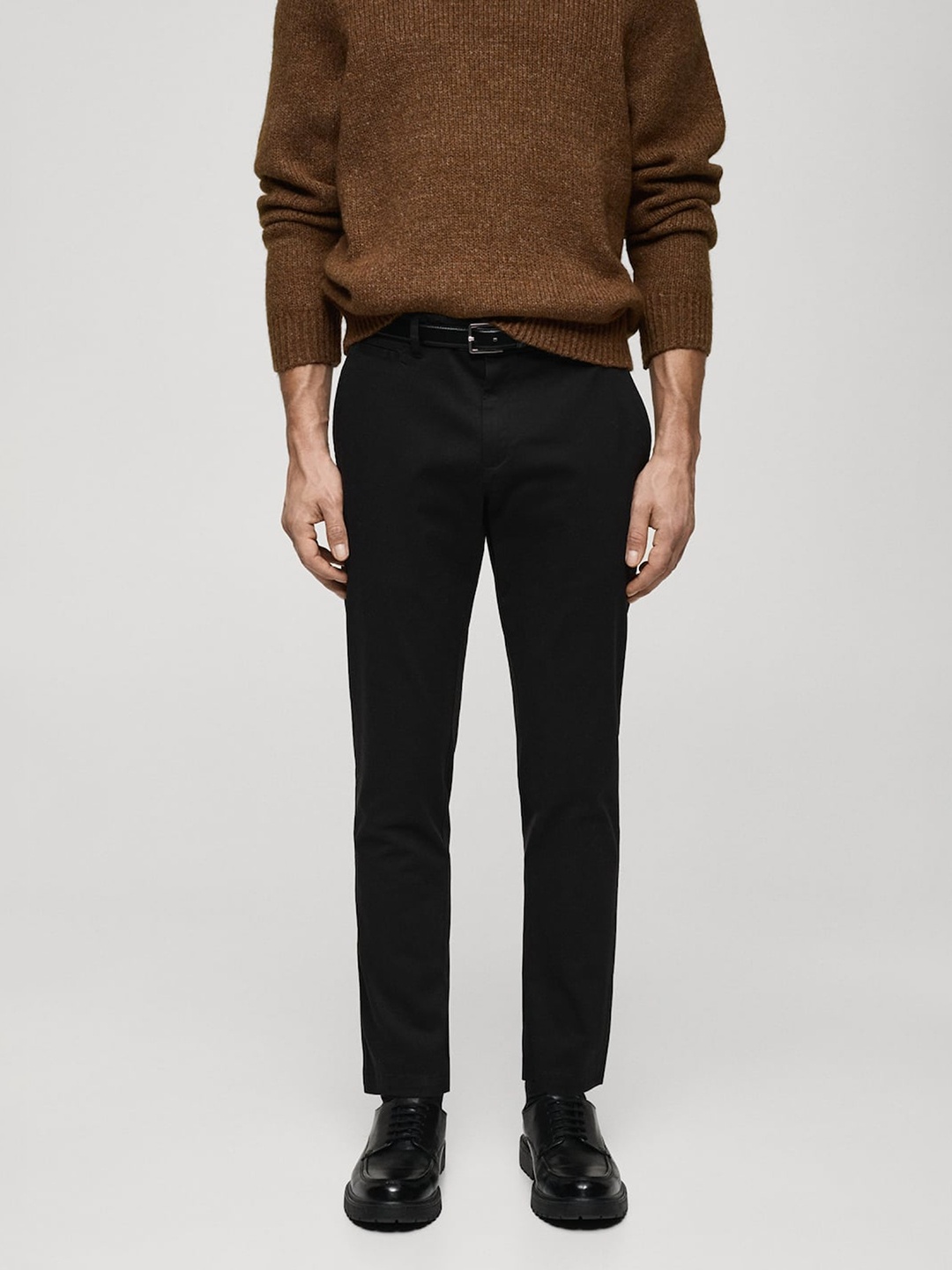 

MANGO MAN Tapered Fit Chino Trousers, Black