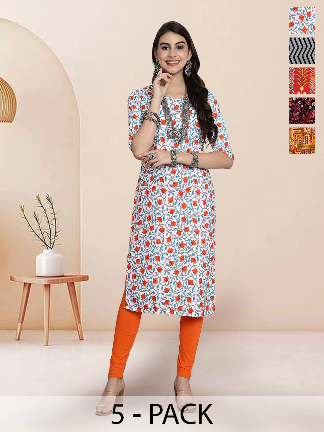 

7Threads Women Ethnic Motifs Printed Floral Crepe Kurta, Multi