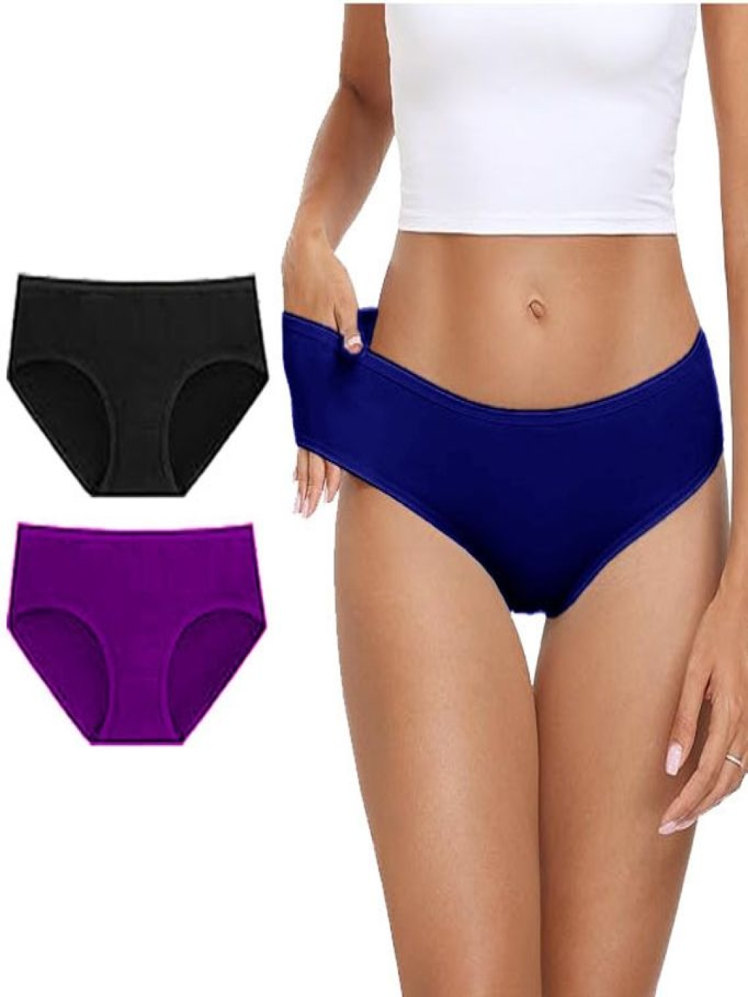 

Diving deep Pack Of 3 Cotton Hipster Briefs DD216 B, Blue, Purple New Pant_ies_3 PC_XL