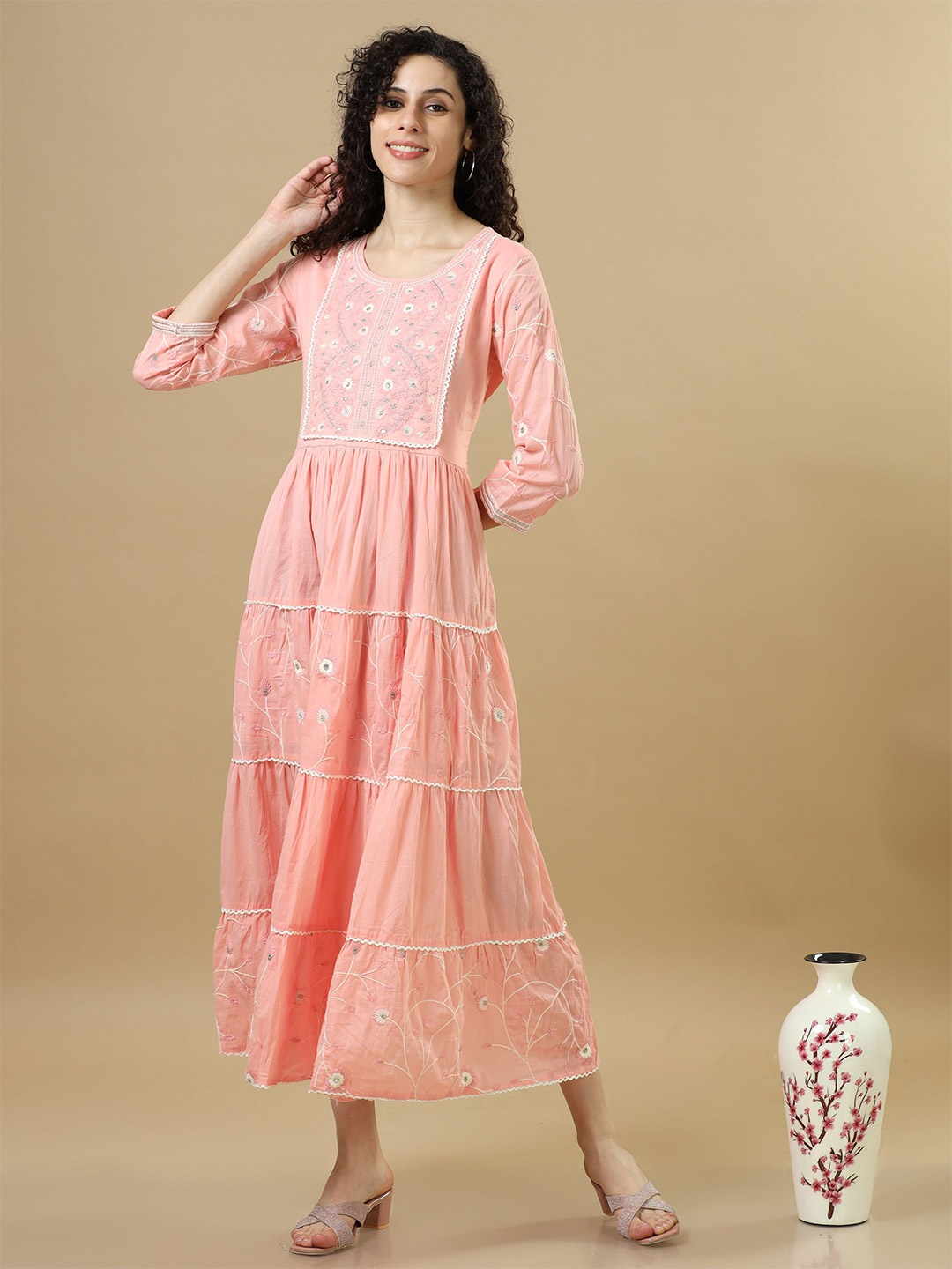 

Hassu's Floral Maxi Dress, Peach
