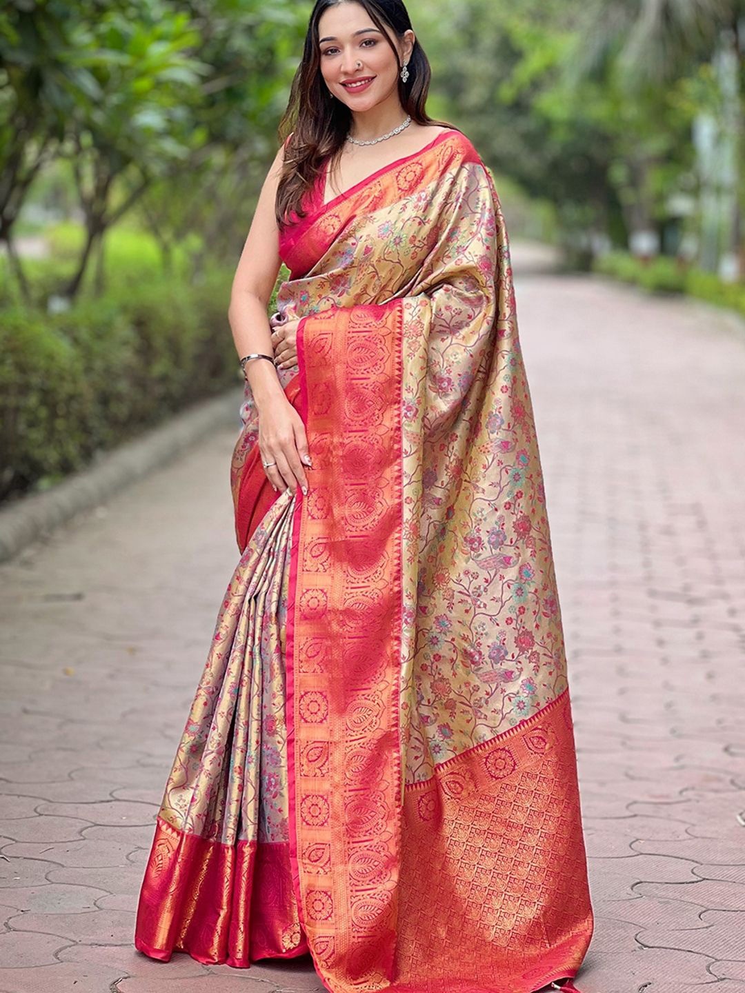 

Suha Art Silk Dharmavaram Saree, Pink