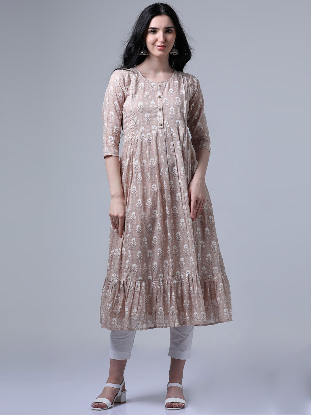 

Hassu's Floral Print Fit & Flare Midi Dress, Brown