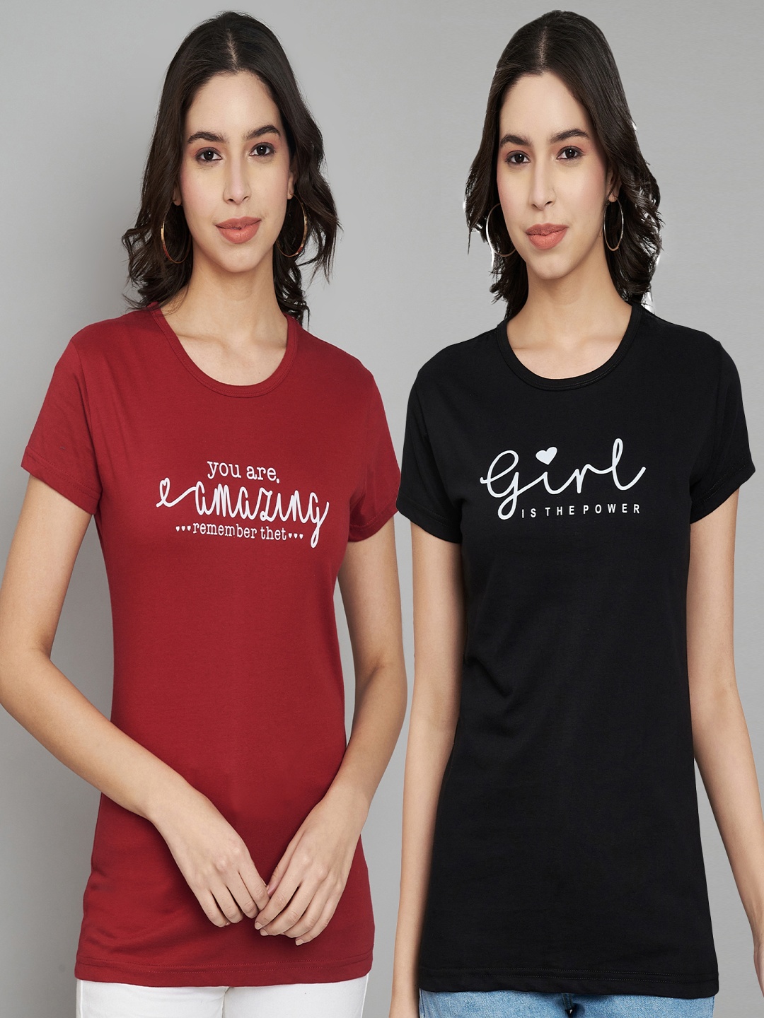 

Trend Level Women Typography 2 Printed T-shirt, Maroon