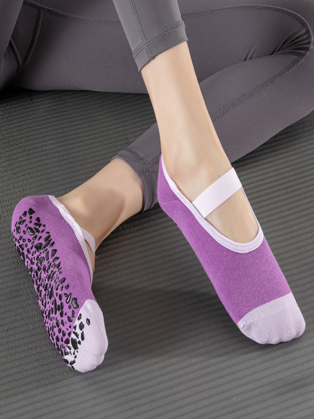 

BAESD Women Non-Slip Anti-Skid Ankle Length Yoga Socks, Purple