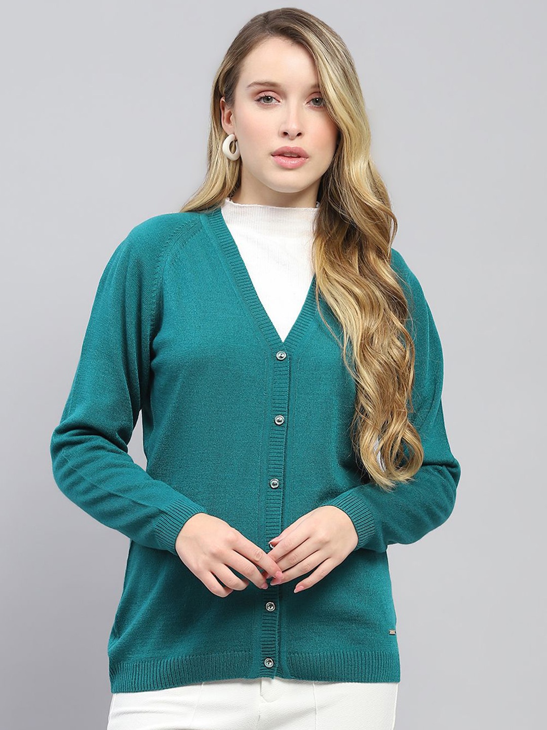

Monte Carlo Women Woollen Cardigan, Teal