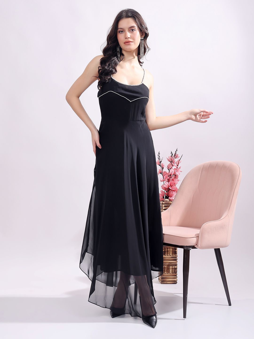 

T TRYON ULTIMATE Georgette Maxi Dress, Black