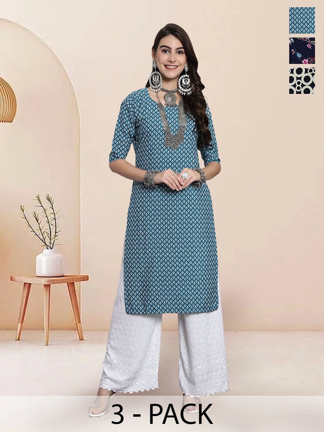 

7Threads Women Ethnic Motifs Printed Floral Crepe Kurta, Multi