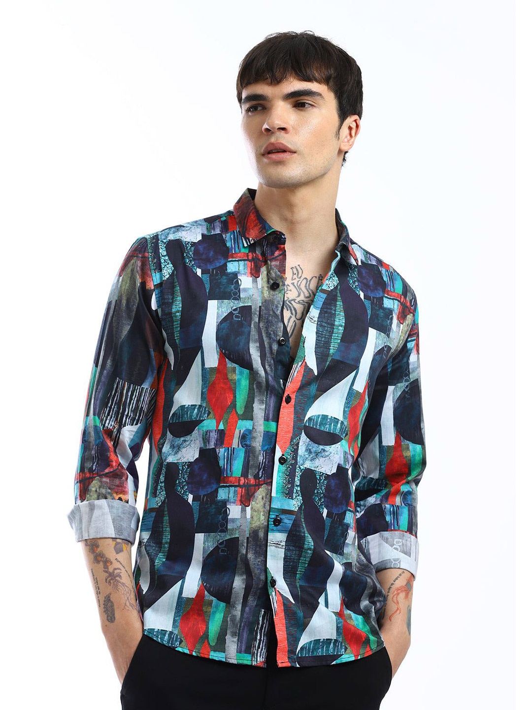 

Banana Club Men Relaxed Slim Fit Opaque Printed Casual Shirt, Grey